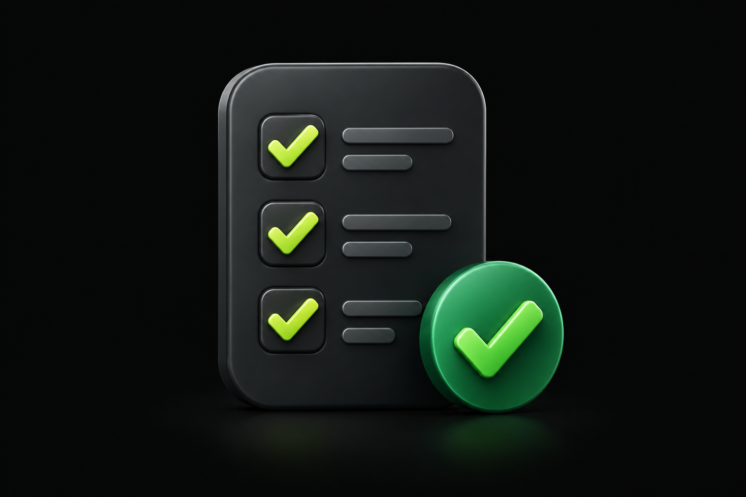 Sculpted checklist with green completion badges