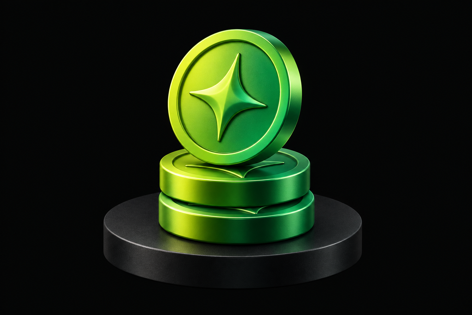 Lime reward tokens with embossed stars